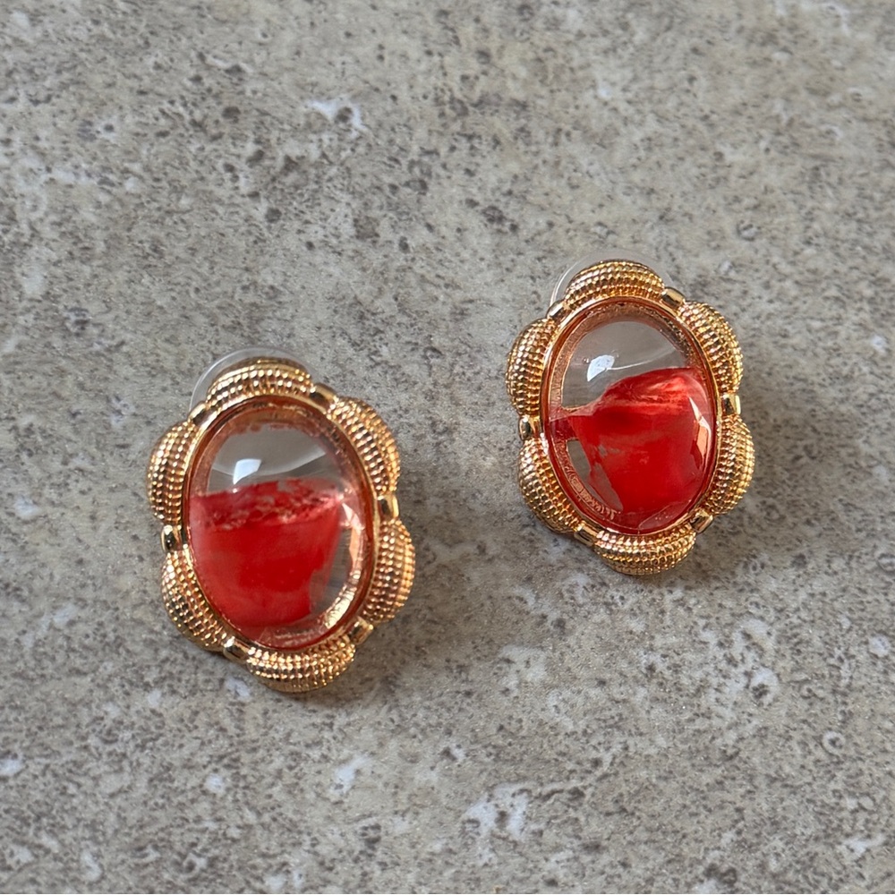 💖4/$20 NEW Elegant Gold and Red Earrings